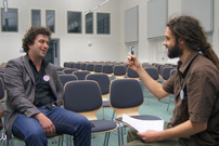 Klaus Betzl being interviewed by Oliver Becker