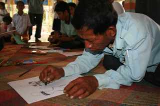 Villagers story-boarding prior to filming. Photo: Leah Roth Howe.
